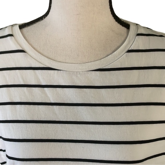 Lulu’s Cafe Society Black & Cream Striped Shirt Dress Size Large - Picture 2 of 10